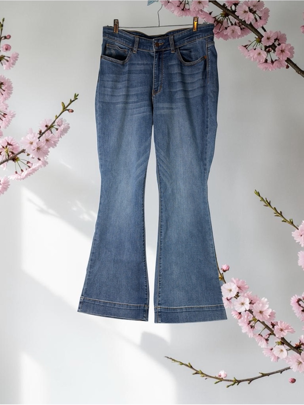 Judy Blue Flare Jeans Womens 16W Blue Excellent High Rise Medium Wash